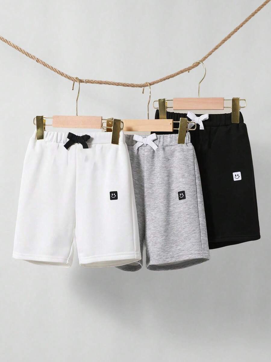 SHEIN 3pcs/Set Summer Casual Loose Knit Shorts For Tween Boys, School, Campus, College - Multicolor - View 1