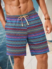 Manfinity RSRT Men's Colorful Striped Drawstring Waist Casual Shorts, Versatile And Fashionable - Multicolor - View 4