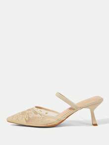 CUCCOO HITCHD Ladies Elegant Floral Pointed Stiletto High Heel Shoes - Yellow - View 2