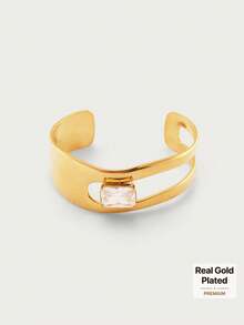 Glisma 18K Gold Plated Colored Diamond White Stone Stainless Steel Geometric Bracelet,Premium/Old Money/Classy,Summer/Beach/Prom/Party,Layered/Gemstone/Beaded/Crystals,Sexy/Vintage,For Mom/Women/Girl/Mother - Gold - View 1