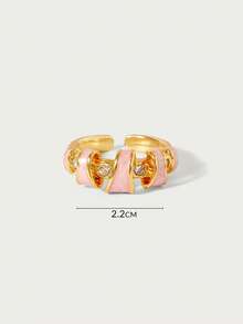 Glisma Anillo personalizado con baño de oro de 18k y diseño tridimensional de gotas de color rosa, premium/dinero antiguo/elegante, para verano/playa/baile de graduación/fiesta, con capas/piedras preciosas/cuentas/cristales, sexy/vintage, para mamá/mujer/niña/madre - Rosa - Ver 6