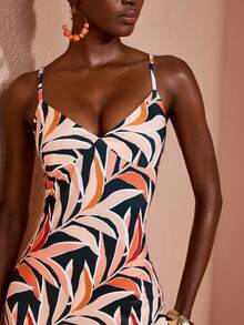 JIAN LASALA All-Over Tropical Print Spaghetti Straps Women Sleeveless Summer Dress Vacation - Multicolor - View 6