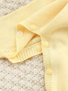 SHEIN 新生兒純色休閒日常針織連身衣 - 黑與白 - 查看 8