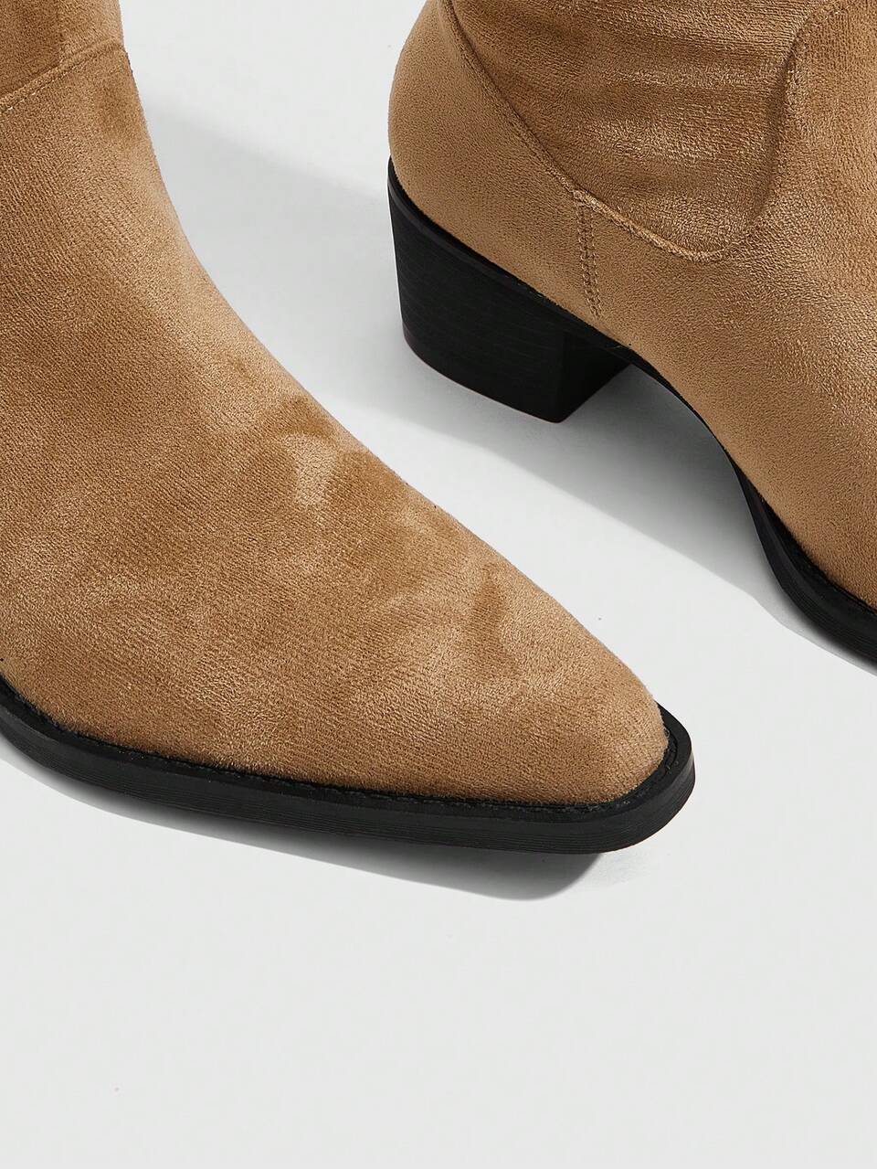CUCCOO SZL Women Shoes Multi-Color Suede Pointed Low-Heeled High Boots Retro Western Style Autumn And Winter Models Are Suitable For Daily Commuting Street Wear