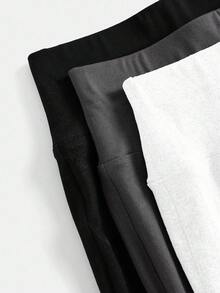SHEIN Girlism 青少年女孩休閒百搭純色高腰直筒冬季長褲 3件套 棉質加厚 - 彩色 - 查看 4