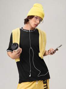 Atasan Pria Slogan Casual - Hitam - View 1