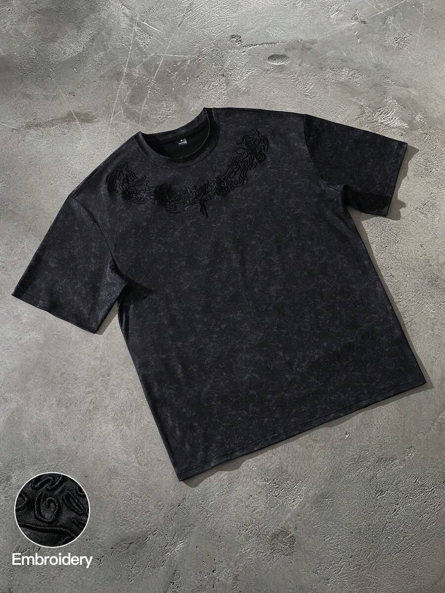 PAVTROS Men's Round Neck Casual Versatile Daily Short Sleeve T-Shirt - Black - View 1