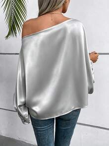 SHEIN 女款素色單肩休閒百搭日常旅行襯衫 - 灰色 - 查看 2
