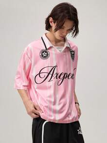 Vaulklash Men's Casual Fashion Street Polo Shirt - Pink - View 5