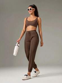 OutZeal Women Sports Pants Gym Workout Knitted Joggers Active Bottoms - Khaki - View 10