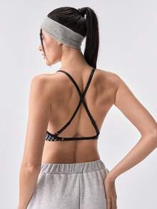 Loungeista 1pc Sports Thin-Strapped Women's Camisole Bra - Black - View 2