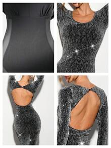 Nuvra Backless Fashion Long Dress For Women - Black - View 4