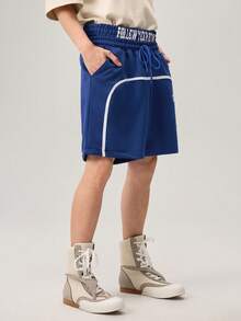 Manfinity Streetrush Men's Casual Loose Waistband Print Drawstring Summer Shorts - Royal Blue - View 4