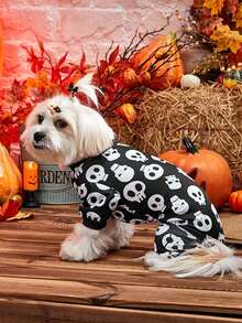 PETSIN 1 PC Halloween Purple/Black And White Pumpkin & Bat Pet Four-Legged Suit - Multicolor - View 6