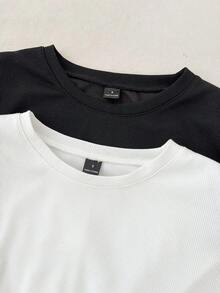 Travachic 2pcs Solid Color Knit Women's Tank Tops - Black and White - View 4