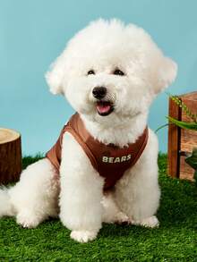 We Bare Bears X PETSIN 1件大眼熊驚艷表情印花寵物背心 棕色無袖柔軟透氣防毛寵物衣服 - 棕色 - 查看 6