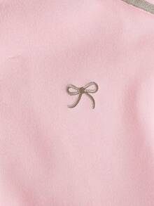 SHEIN 青少年女孩側條紋蝴蝶結刺繡圖案休閒極簡時尚運動夾克 秋冬款 - 淺粉色 - 查看 6