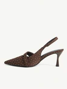 CUCCOO CHICEST Women's Coffee-Colored Pointed Toe Low Heel Slingback Pumps, Elegant Versatile Spring/Summer Daily Commute Wear Fall Shoes - dark brown - View 6