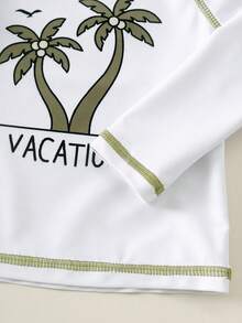 SHEIN 2pcs Baby Boy Summer Casual Vacation Swimwear Set, Includes Swimsuit Top And Striped Swim Trunks/Shorts, Suitable For Beach, Pool, Spa - Multicolor - View 10