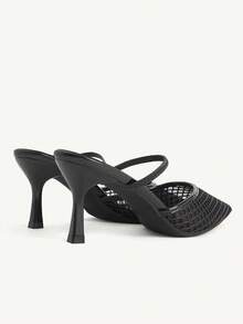 CUCCOO CHICEST Women's Shoes Summer Breathable Mesh Lace Pointed Heel Medium Heel Light Ripe Closed Toe High Heel Sandals Daily Commuter Dating Party Women's S - Black - View 6