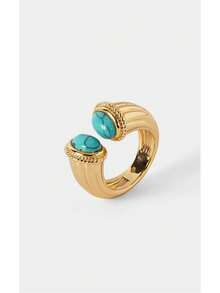 Noxbound 18K Gold Ring Niche Personalized Ring - Gold-Turquoise - View 6
