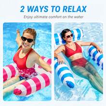 Inflatable Drainage Floating Chair/Recliner/ Hammock With Backrest, Foldable Inflatable Pool Chair For Summer, Suitable For Spas, Pools, Beach Parties, Multi-Functional Floating Chair For Summer Outdoor Water Entertainment During Vacations - multicolor - View 4