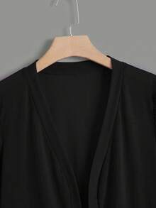 SHEIN Clasi 大尺碼花瓣袖前開襟短版夾克 - 黑色 - 查看 4