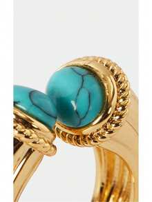 Noxbound 18K Gold Ring Niche Personalized Ring - Gold-Turquoise - View 9