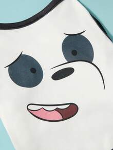 We Bare Bears X PETSIN 1件可愛大黑眼圈趣味表情印花寵物背心，黑色滾邊無袖柔軟透氣防掉毛寵物衣服 - 彩色 - 查看 3