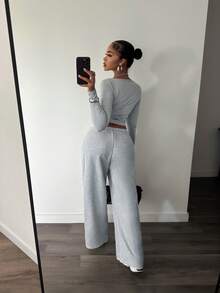 Slaydiva Casual Athleisure Basic Street Napoleon Style Button-Front Women's Long Sweatpants Everyday Work Gray Summer - Grey - View 7