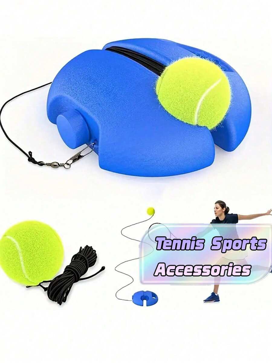 1 Set Single Player Tennis Trainer With Base, Durable Wear-Resistant Elastic String Rebound Tennis Ball, Adult Self-Practice Tennis Training Equipment Kit - Multicolor - View 1
