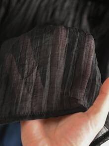 Lounesse Top de tirantes de malla con patchwork para vacaciones, talla grande - Negro - Ver 7