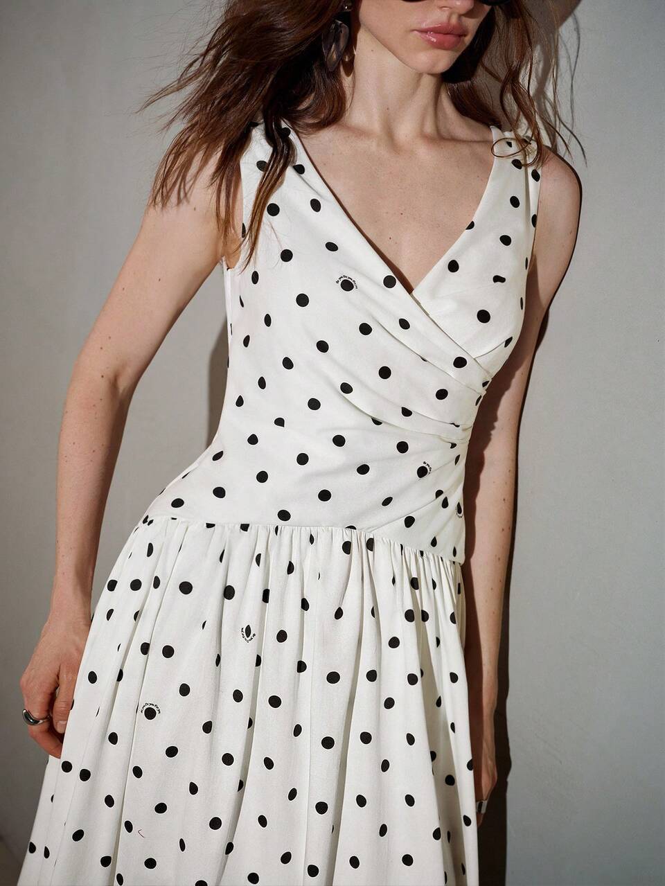 MOTF WOMEN'S SPRING/SUMMER POLKA DOT PRINT STRUCTURED A-LINE DRESS