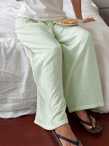 DAZY Women's Textured Casual Loose Drawstring Waist Loungewear Pants Fall - Green - View 4
