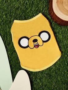 ADVENTURE TIME X PETSIN 1件可愛機器狗字母劍印花寵物背心 黃色 溫柔透氣 防掉毛 無袖寵物衣服 - 黃色 - 查看 1