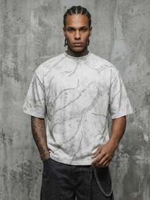 Manfinity ZONE917 Men Marble Print Short Sleeve Tee - Grey - View 2