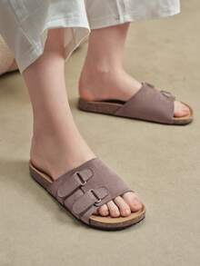 Solecia Women's New Fashion Camel Color Comfortable Flat Style Beach Sandals - Camel - View 2