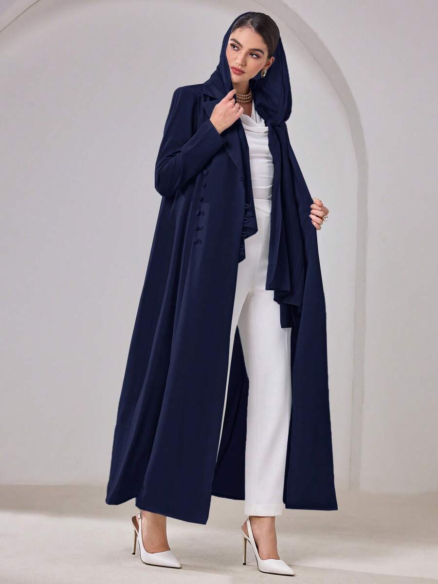 Al Najma 女款純色休閒派對與旅行阿拉伯式長袍 - 藏蓝色 - 查看 1