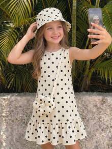 Emery Rose Kids Emery Rose Kids 女童度假休閒時尚洋裝，黃色與白色格紋雛菊圖案，無袖 - 彩色 - 查看 3