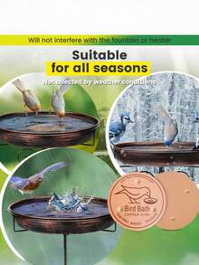 1pc Copper Bird Bath Tray, Reinforced Pure Copper Cleaning Plate With 3-Point Support, Suitable For Outdoor Bird Bath Basin Year-Round Physical Water Cleaning - multicolor - View 6