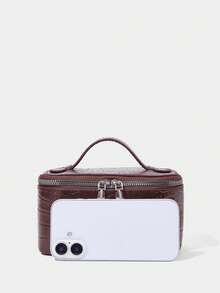 SHECARRY Ladies Fashionable Elegant Simple Brown Crocodile Pattern PU Handbag, For Daily Dating Party Afternoon Tea - 咖啡色1 - 查看 5
