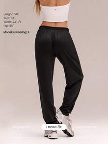 GLOWMODE Modest 1PC CloudKnit Weekend Stroll Soft Stretchy Lightweight Adjustable Drawstring Waist Pockets Relaxed Fit Joggers Daily Casual Street Wear - Black - View 2