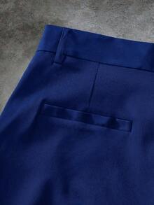 GENTILAND Men's Solid Color Button Casual Versatile Daily Travel Shorts - Navy Blue - View 4