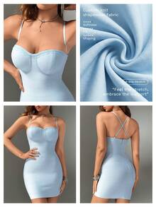 Nuvra Light Blue Lace Spaghetti Strap Bandage Mini Dress For Date Night Out Club Party Summer Sexy - Baby Blue - View 16