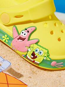SpongeBob SquarePants | SHEIN 童趣卡通兒童涼鞋 LED發光園藝鞋，輕量EVA材質，透氣快乾耐穿 - 黃色 - 查看 2