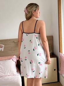 Slumberry CURVE قميص نوم كاميسول كاجوال بطبعة الكرز للنساء ذوات المقاسات الكبيرة - متعدد الألوان - مشاهدة 2