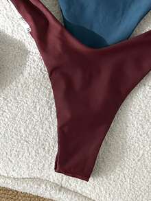 SHEIN Swim Vcay 女款夏季海灘性感時尚比基尼兩件式泳衣套裝 - 2件組 - 彩色 - 查看 5
