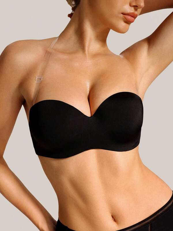 Barelissa 1pc Thin Padded Underwire Smooth Seamless Half Cup Strapless Sexy Bra