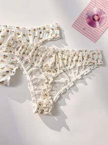 PetitDoll 5pcs Comfortable Frill Trim Seamless Panties Set - Multicolor - View 5