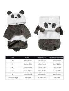 We Bare Bears X PETSIN 1件寵物秋冬裝，貓狗通用厚實保暖連帽衛衣，可愛卡通熊造型變身套裝，適合室內休閒或寒冷戶外冬季散步，小型犬舒適上衣 - 深灰 - 查看 3